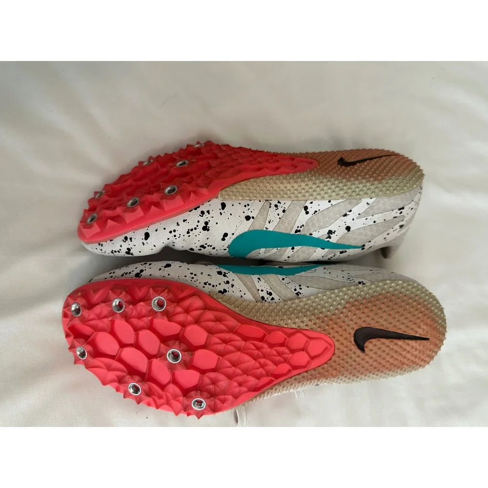 Nike Zoom Rival S 9 Track‎ Spikes White Pink Splatter 907564-101 Kids Size 5Y